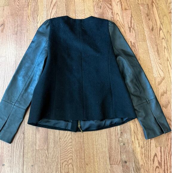 Itala Testino Alpaca Wool Jacket Leather Sleeve Black Size L - Picture 4 of 7